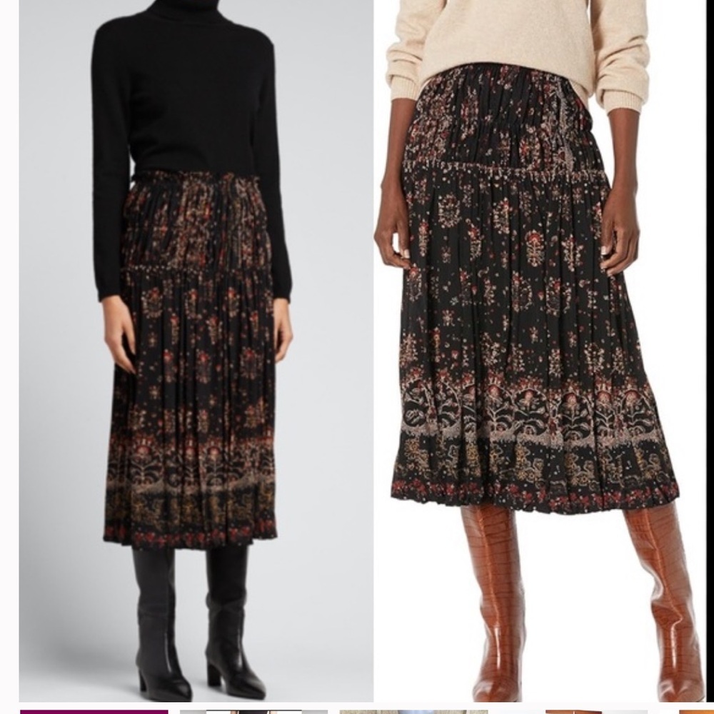 Rebecca Taylor Gossamer Fleur Floral Bubble Hem Midi Skirt L